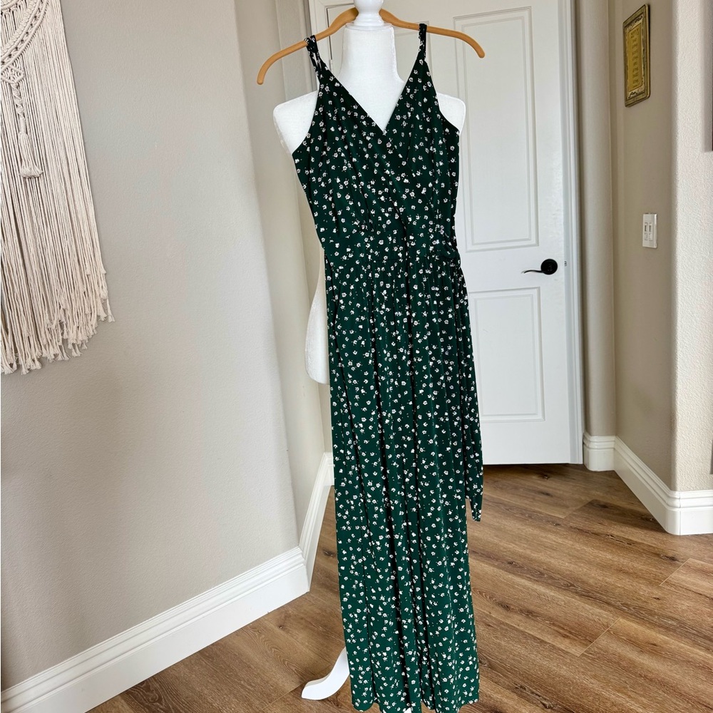 Kaileigh Dark Green Floral Jumpsuit